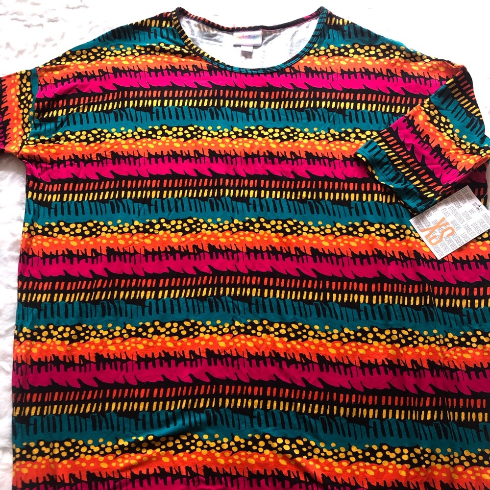 NWT XS LuLaRoe Irma Black with colors